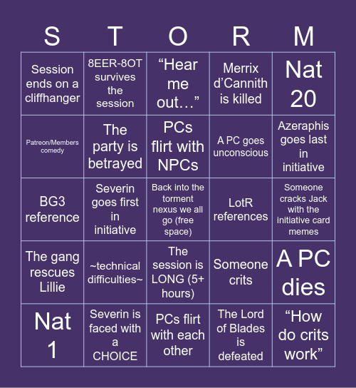 Eberron: City of Towers - Episode 48 Bingo Card