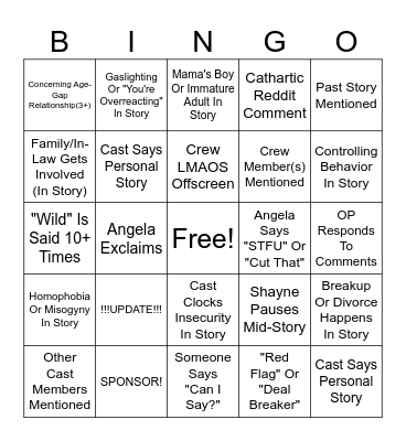 SRRS Bingo Card