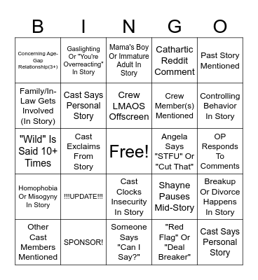 SRRS Bingo Card