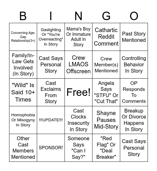 SRRS Bingo Card