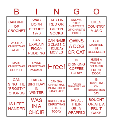 JINGLE & MINGLE BINGO Card