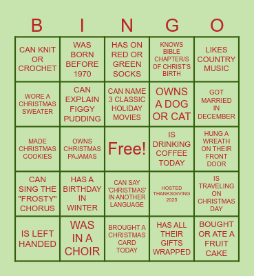 GIRARDI JINGLE & MINGLE BINGO Card