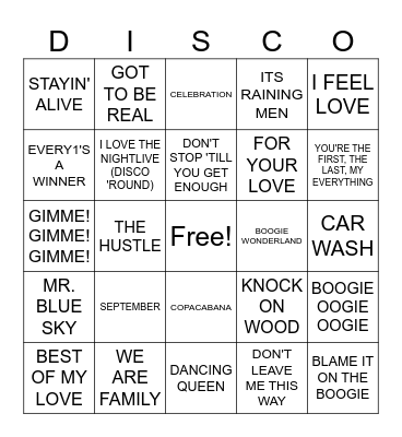 DISCO Bingo Card