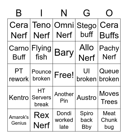 The Isle Evrima HT Bingo Card