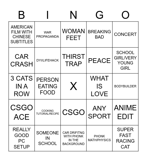 DOUYIN Bingo Card