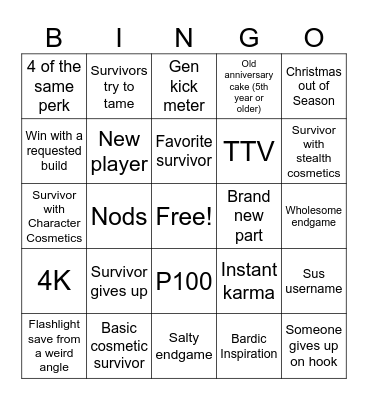 Killer Bingo Card