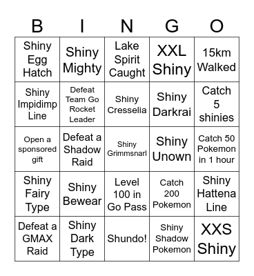 Pokemon Bingo Card