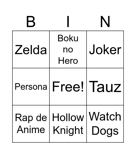 Bingaral Bingo Card