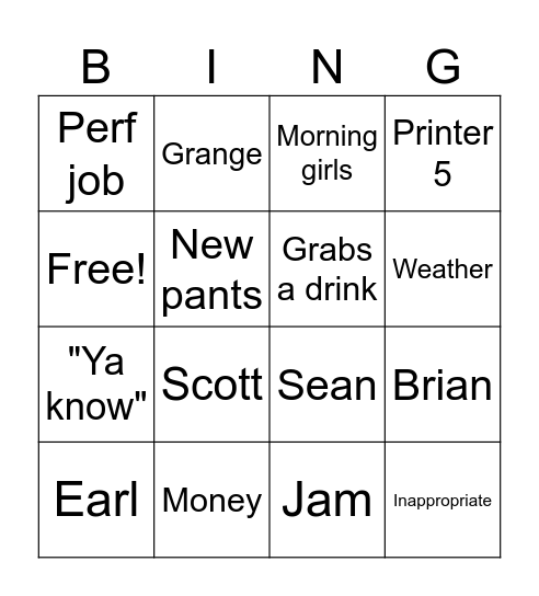 William Bingo Card