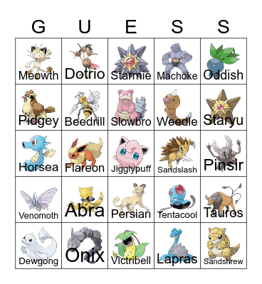 Pokemon Gen 1 Bingo Card