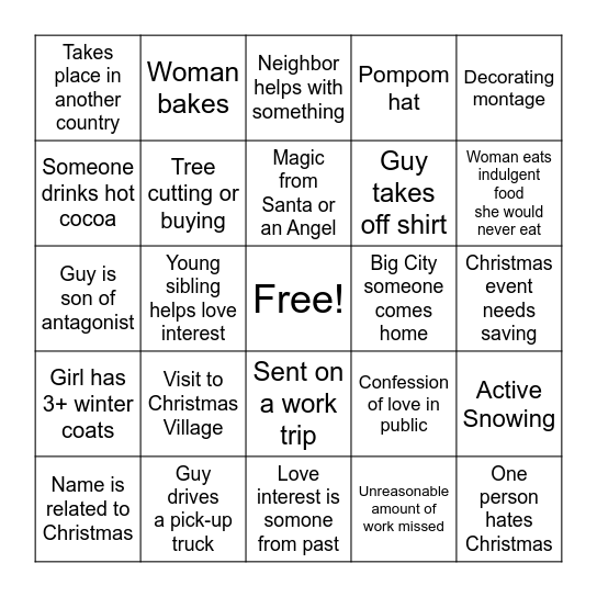 Christmas Movie Marathon 2025 Bingo Card