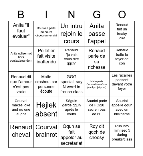 The Official GGG Bingo! Bingo Card