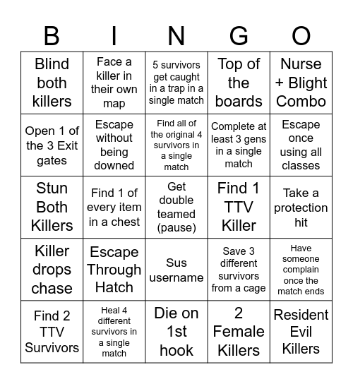 2v8 Bingo Card