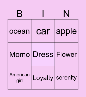 Fill in the blank Bingo Card