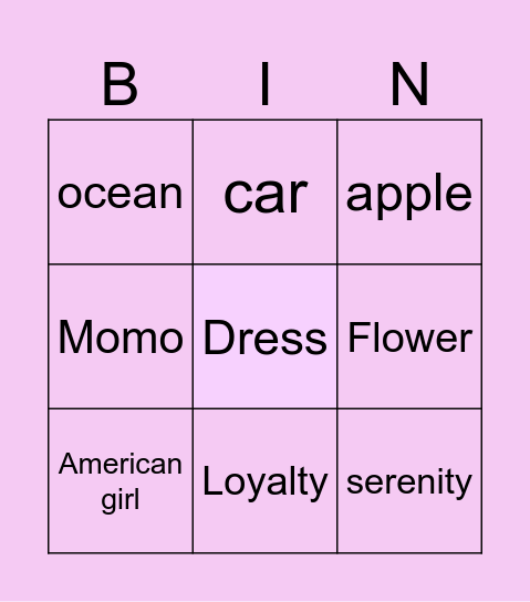 Fill in the blank Bingo Card
