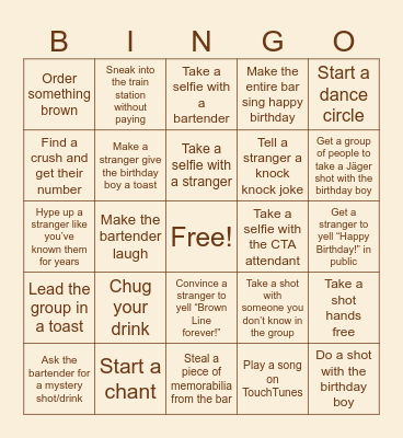 Antonio's Birthday Bingo Card