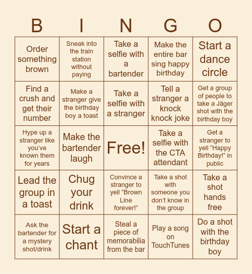 Antonio's Birthday Bingo Card