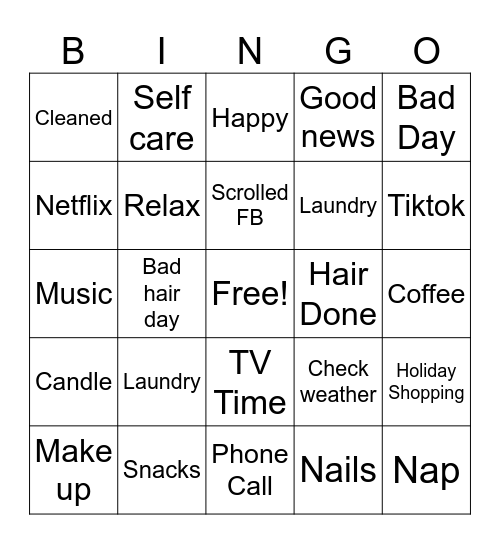 A Yard Bingo Night Bingo Card