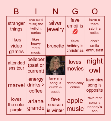 @sbrinacrpntrs Bingo Card