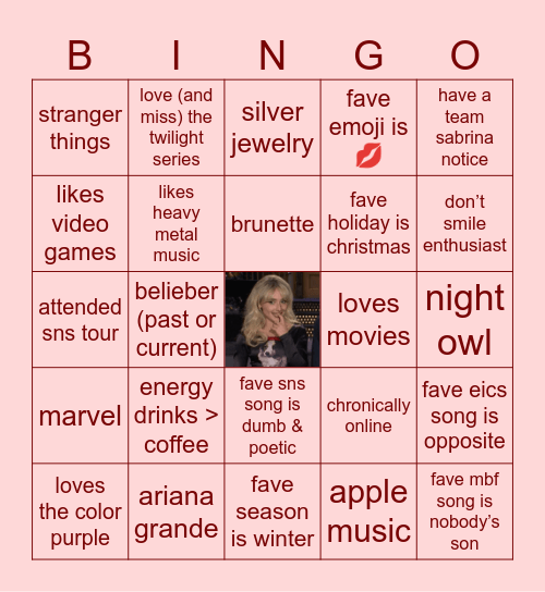 @sbrinacrpntrs Bingo Card