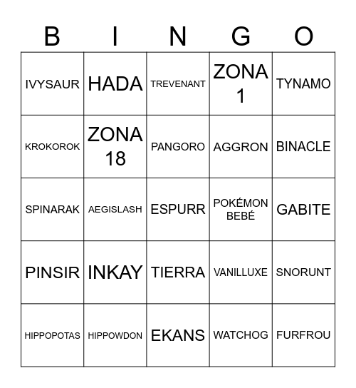 POKÉMON LEYENDAS Z-A Bingo Card