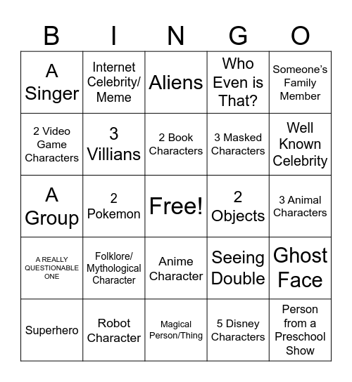 Hear Me Out Bingo Card