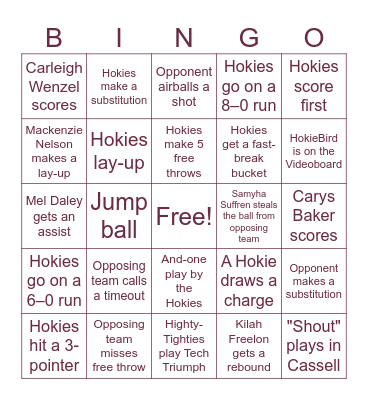 BASKETBALL BINGO Card