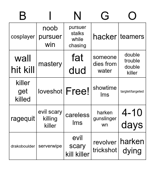 DOD bingo Card