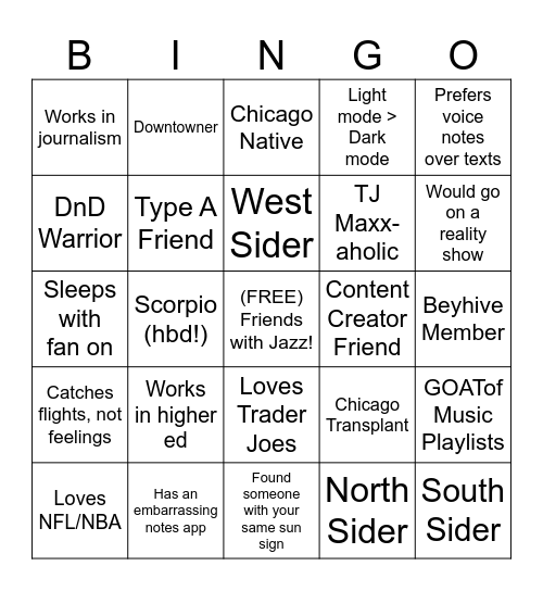It's Giving Friends! Bingo Card