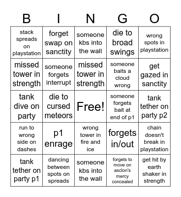 dsr p1 and p2 Bingo Card