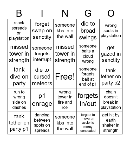dsr p1 and p2 Bingo Card