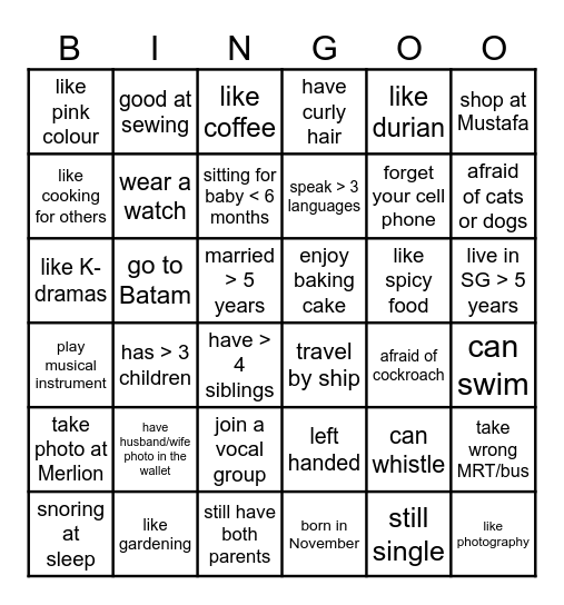 FIND NEW FRIENDS Bingo Card