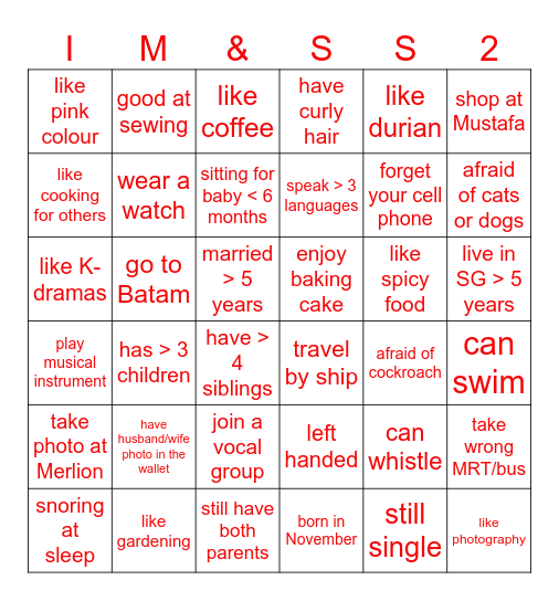 FIND NEW FRIEDS! Bingo Card