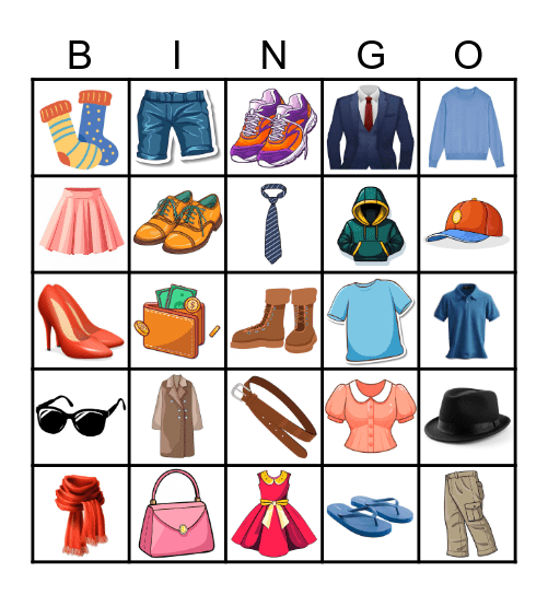 Clothing Bingo Card