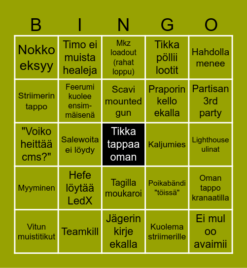 Tarkov Bingo 1.0 (HabboHotel) Bingo Card
