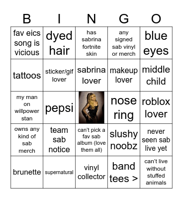 YUMMYYSAB BINGO Card