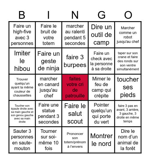 BINGO DE LA MAISON DE RETRAITE Bingo Card