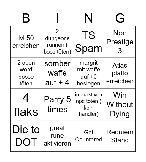 1v1 Bingo Card
