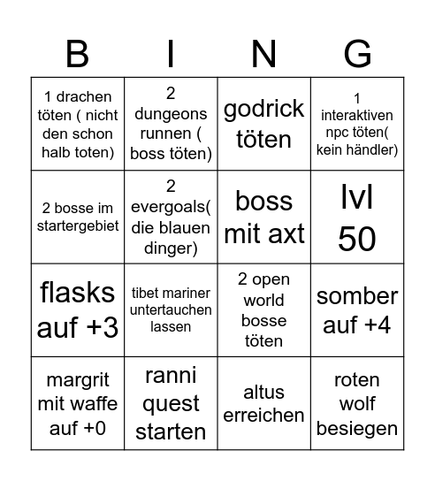 1v1 Bingo Card