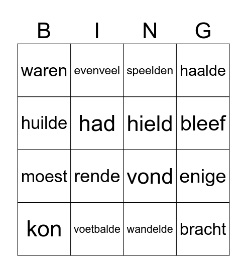 StoryDutch, liedje van vroeger, alinea 2 Bingo Card