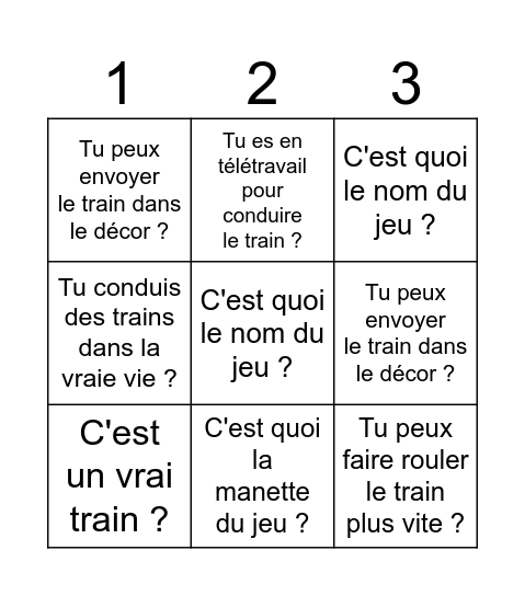 Bingo JR East Bingo Card