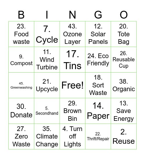 ResLife x SusSoc Bingo Card