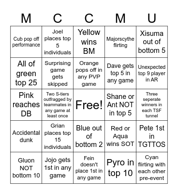 x Bingo Card