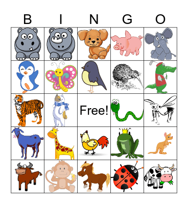 Animals Bingo Card