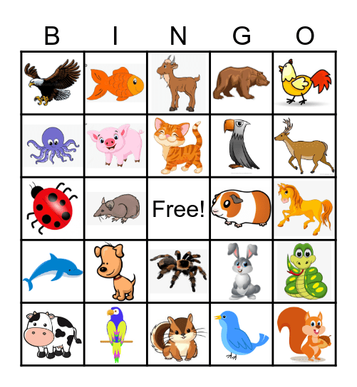 ANIMAL Bingo Card