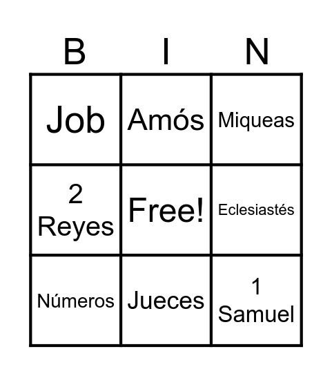 Libros de la biblia Bingo Card