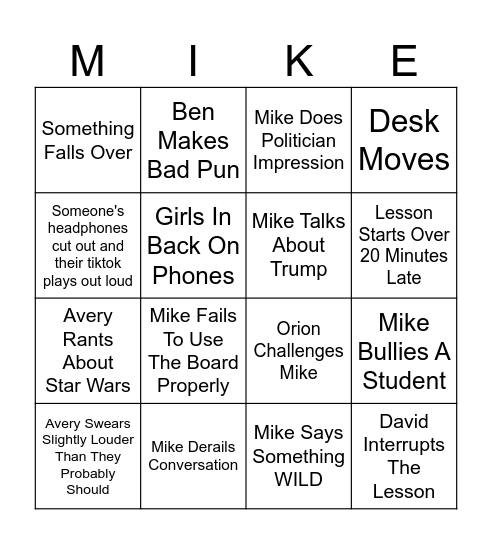 Ancient History Bingo Card