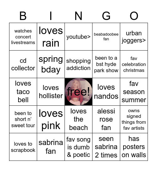 ams bingo!! Bingo Card