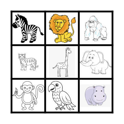 ZOO ANIMALS Bingo Card