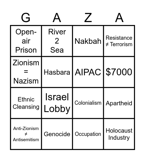 Pallywood Bingo Card